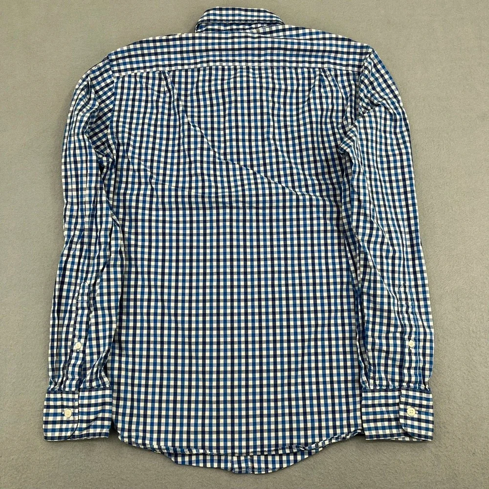 J.Crew Mens‎ Slim Fit Gingham Button Down Shirt Blue White Size S